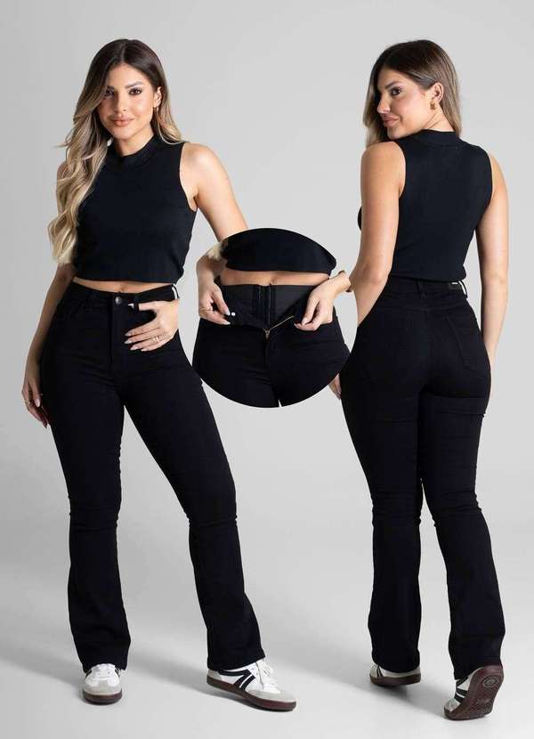 Sawary - Calça Sarja Sawary Super Lipo Boot Cut - 281115 Preto 6