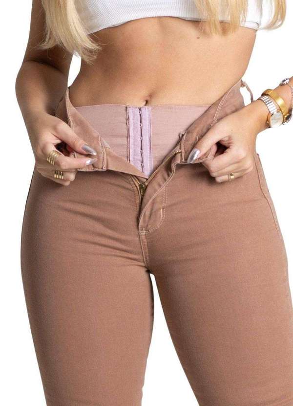 Sawary - Calça Sarja Sawary Super Lipo Marrom