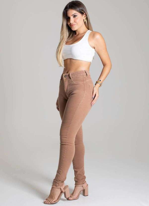 Sawary - Calça Sarja Sawary Super Lipo Marrom 3