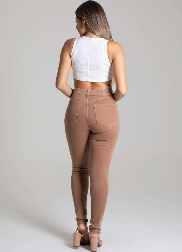 Sawary - Calça Sarja Sawary Super Lipo Marrom 4