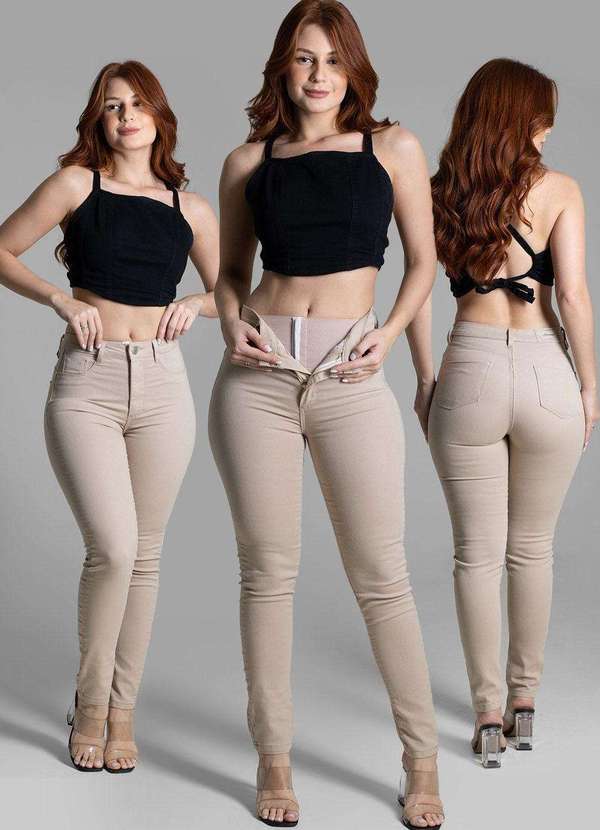 Sawary - Calça Sarja Sawary Super Lipo - 274262 Bege 6