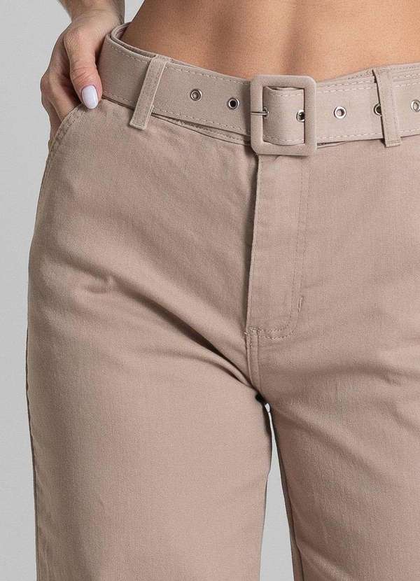 Sawary - Calça Sarja Sawary Wide Leg - 277998 Bege 5