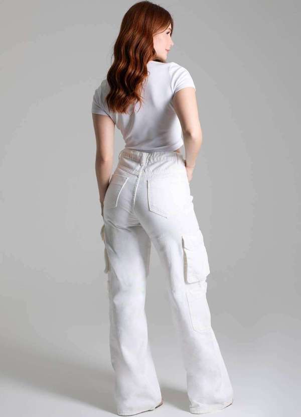 Sawary - Calça Sarja Sawary Wide Leg - 278283 Branco 4