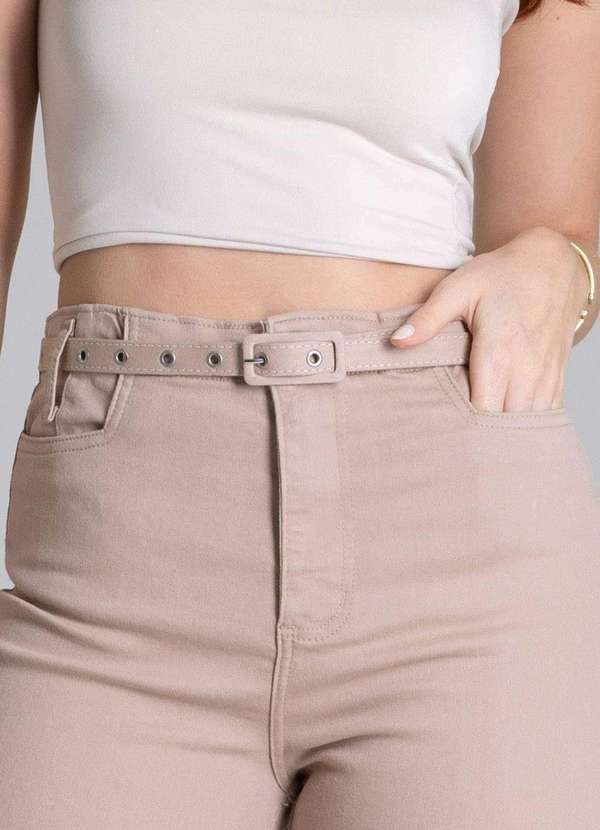 Sawary - Calça Sarja Sawary Wide Leg - 278404 Bege 5