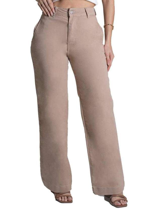 Sawary - Calça Sarja Sawary Wide Leg - 278524 Bege