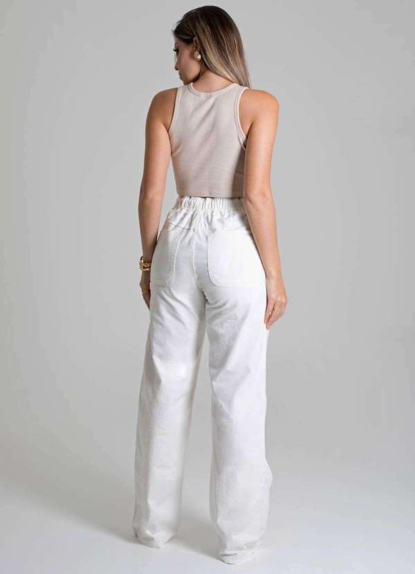 Sawary - Calça Sarja Sawary Wide Leg - 278615 Branco 4
