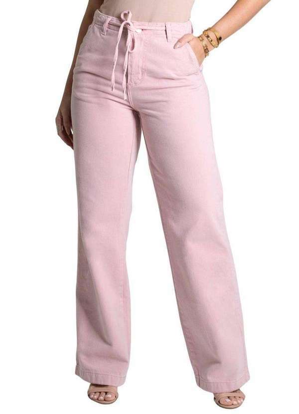 Sawary - Calça Sarja Sawary Wide Leg - 278734 Rosa