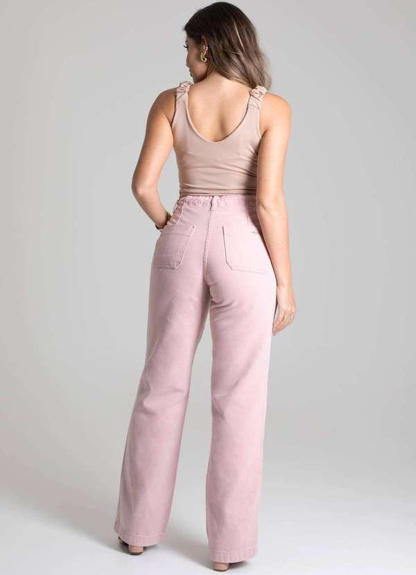 Sawary - Calça Sarja Sawary Wide Leg - 278734 Rosa 4