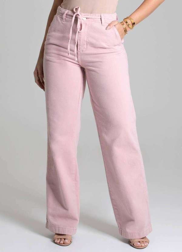 Sawary - Calça Sarja Sawary Wide Leg - 278734 Rosa 5