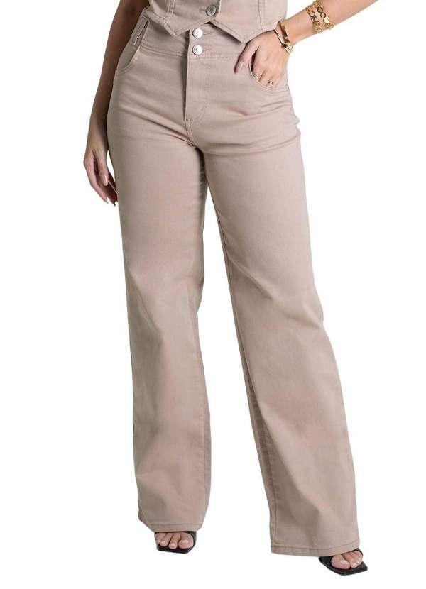 Sawary - Calça Sarja Sawary Wide Leg - 278913 Marrom