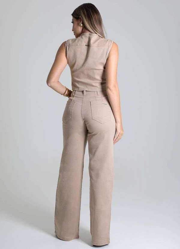 Sawary - Calça Sarja Sawary Wide Leg - 278913 Marrom 4