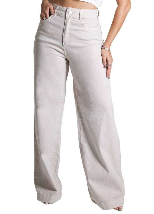 Sawary - Calça Jeans Sawary Wide Leg - 279199 Bege