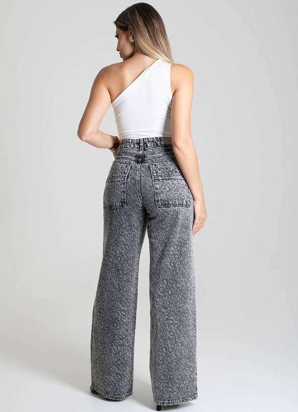 Sawary - Calça Sarja Sawary Wide Leg - 279482 Preto 4