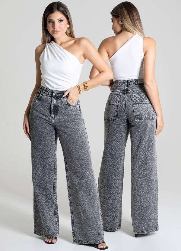 Sawary - Calça Sarja Sawary Wide Leg - 279482 Preto 6