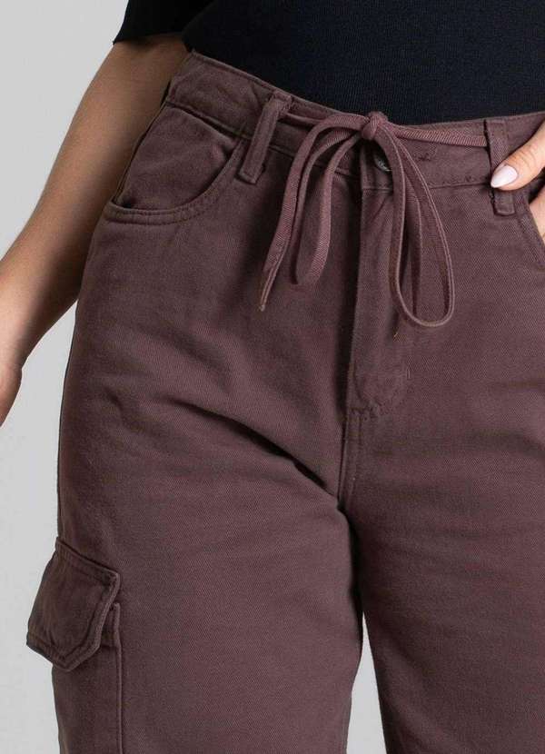 Sawary - Calça Sarja Sawary Wide Leg - 279524 Marrom 5