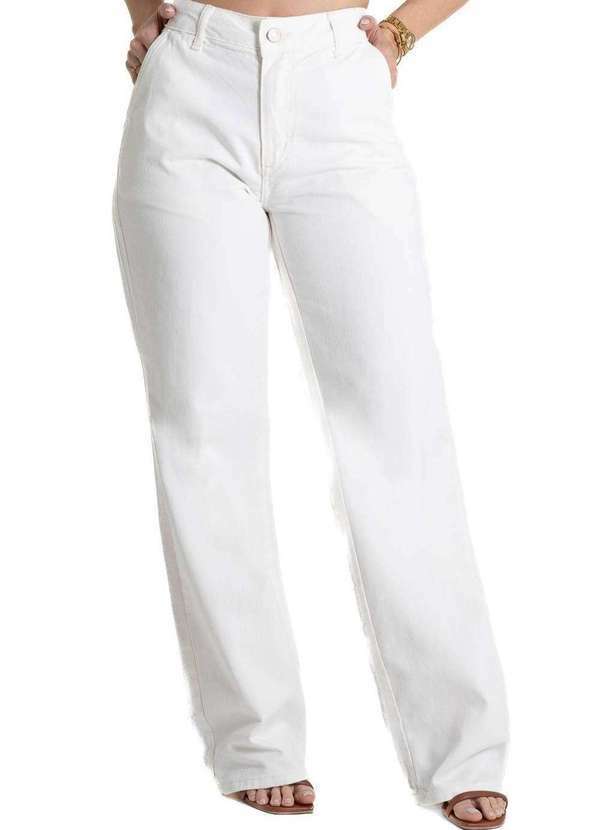 Sawary - Calça Sarja Sawary Wide Leg - 280293 Bege