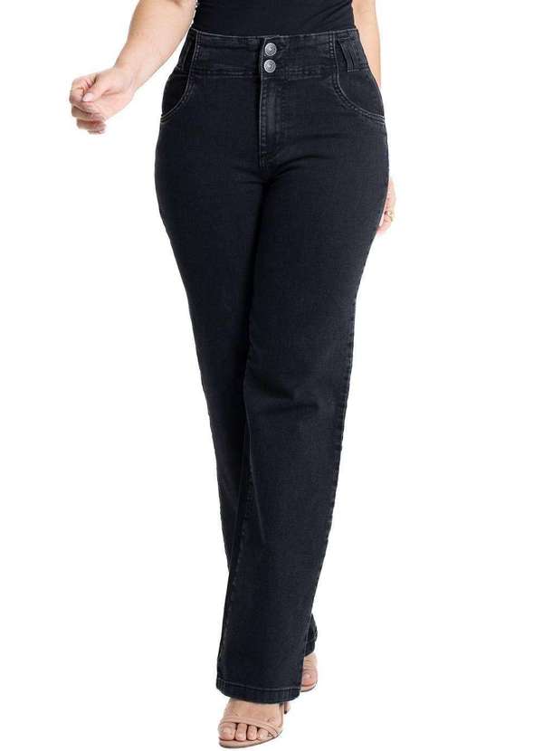 Sawary - Calça Sarja Sawary Wide Leg - 280301 Preto