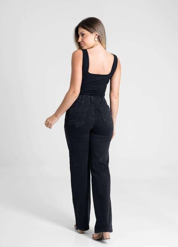 Sawary - Calça Sarja Sawary Wide Leg - 280301 Preto 4