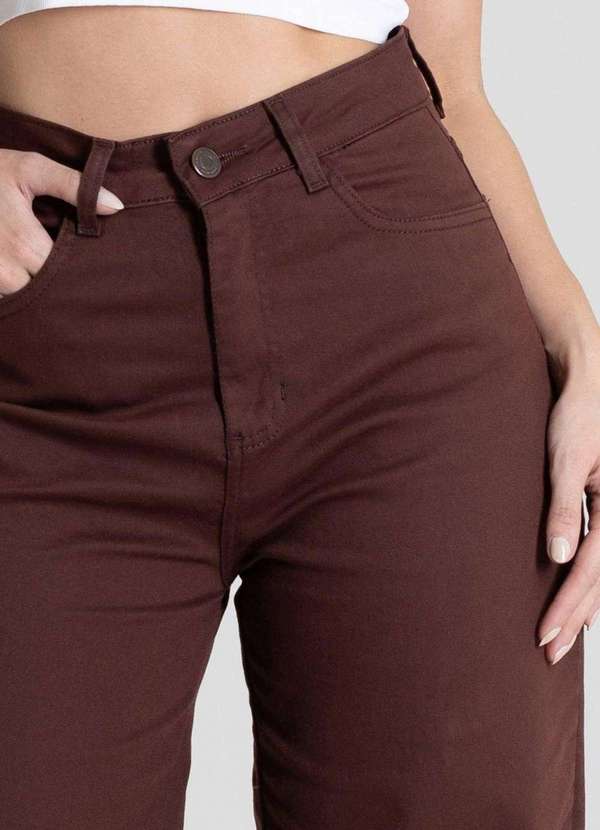 Sawary - Calça Sarja Sawary Wide Leg - 280484 Marrom 5