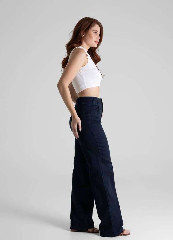 Sawary - Calça Sarja Sawary Wide Leg - 280541 Azul 3
