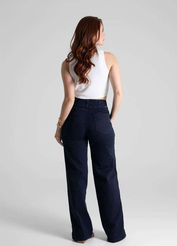 Sawary - Calça Sarja Sawary Wide Leg - 280541 Azul 4