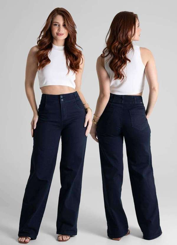 Sawary - Calça Sarja Sawary Wide Leg - 280541 Azul 6