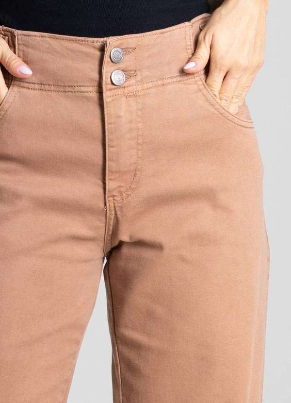 Sawary - Calça Sarja Sawary Wide Leg - 280597 Bege 5