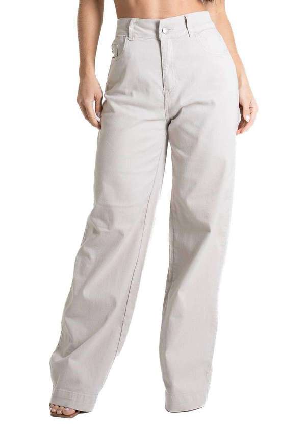 Sawary - Calça Sarja Sawary Wide Leg - 280657 Bege