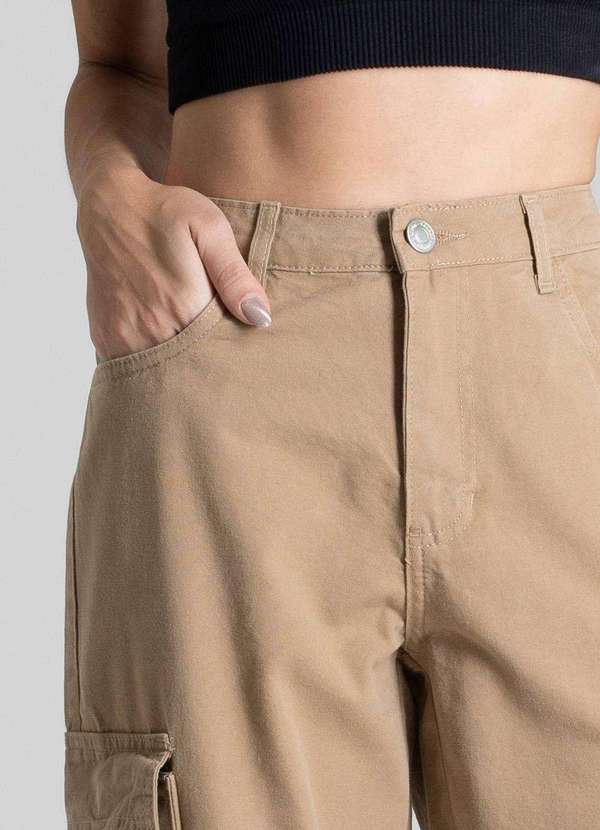 Sawary - Calça Sarja Sawary Wide Leg - 280760 Bege 5