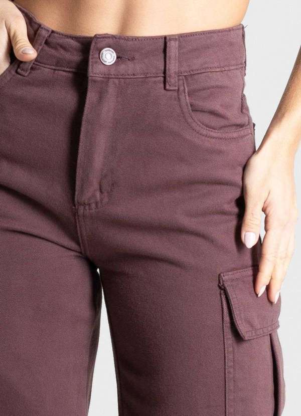 Sawary - Calça Sarja Sawary Wide Leg - 280761 Marrom 5