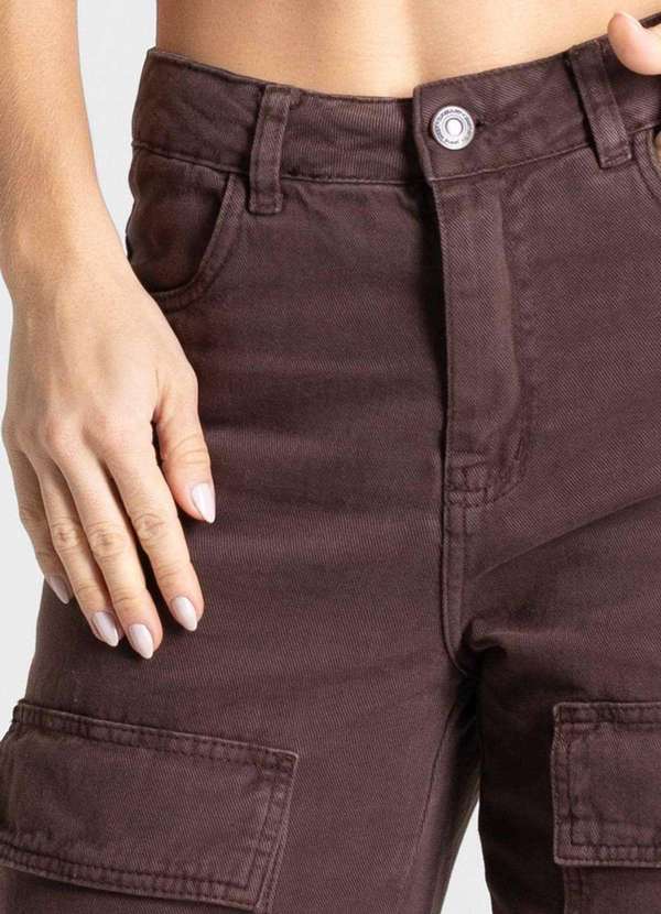 Sawary - Calça Sarja Sawary Wide Leg - 280817 Marrom 5