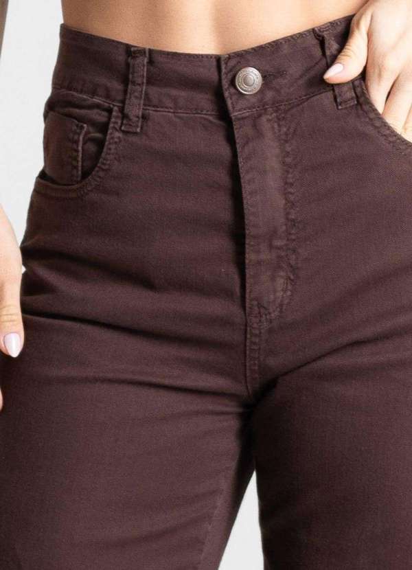 Sawary - Calça Sarja Sawary Wide Leg - 280820 Marrom 5