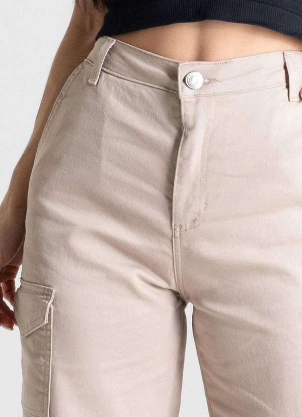 Sawary - Calça Sarja Sawary Wide Leg - 280893 Bege 5