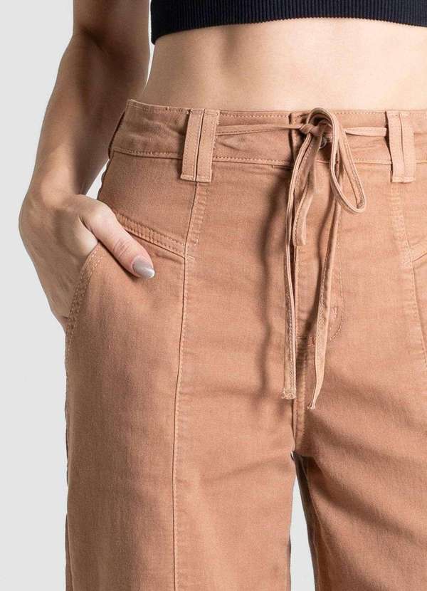 Sawary - Calça Sarja Sawary Wide Leg - 281121 Marrom 5