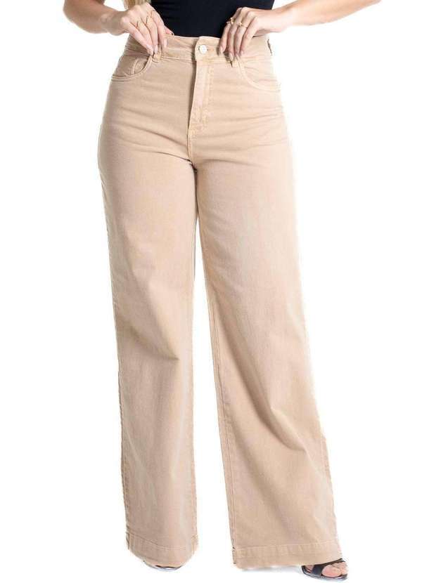 Sawary - Calça Sarja Sawary Wide Leg - 281258 Marrom