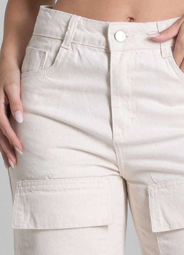 Sawary - Calça Sarja Sawary Wide Leg - 281285 Bege 5