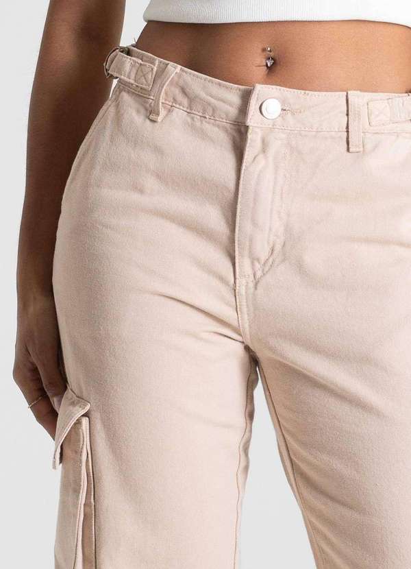 Sawary - Calça Sarja Sawary Wide Leg - 281532 Bege 5