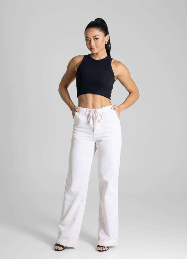 Sawary - Calça Sarja Sawary Wide Leg - 281586 Rosa 2