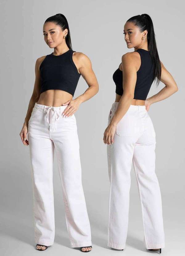 Sawary - Calça Sarja Sawary Wide Leg - 281586 Rosa 6