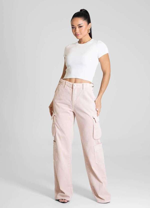 Sawary - Calça Sarja Sawary Wide Leg - 281588 Rosa 2