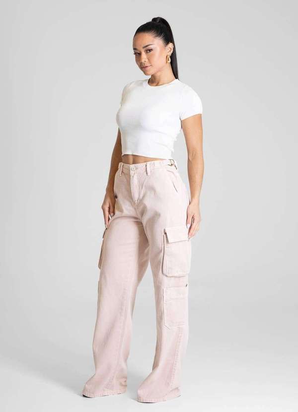 Sawary - Calça Sarja Sawary Wide Leg - 281588 Rosa 3