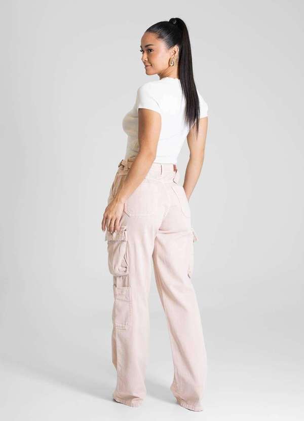 Sawary - Calça Sarja Sawary Wide Leg - 281588 Rosa 4