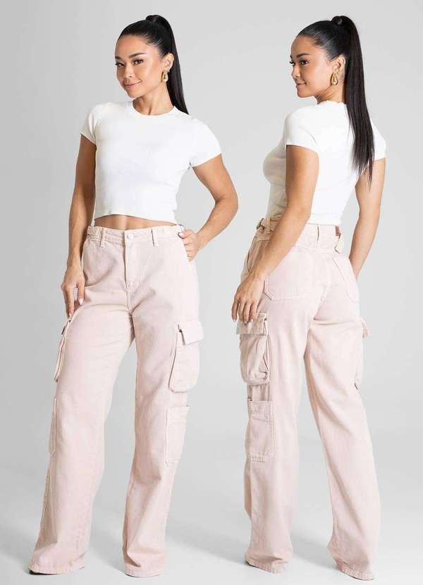 Sawary - Calça Sarja Sawary Wide Leg - 281588 Rosa 5