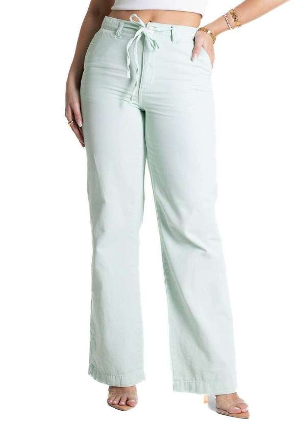 Sawary - Calça Sarja Sawary Wide Leg - 281778 Verde