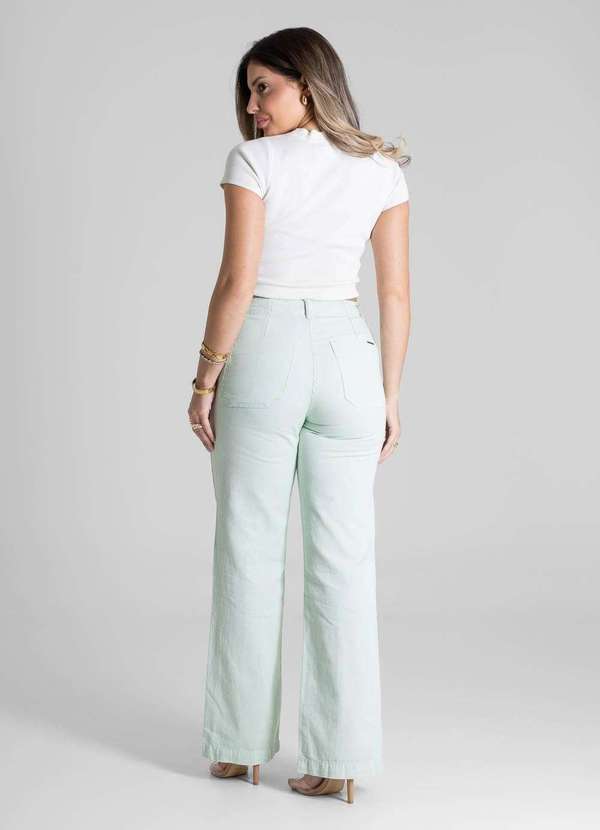 Sawary - Calça Sarja Sawary Wide Leg - 281778 Verde 4