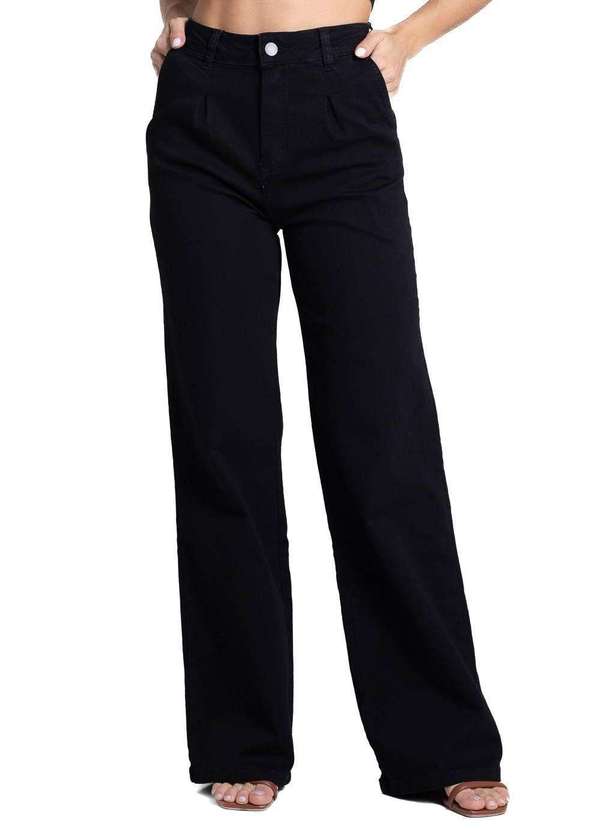 Sawary - Calça Sarja Sawary Wide Leg - 281791 Preto