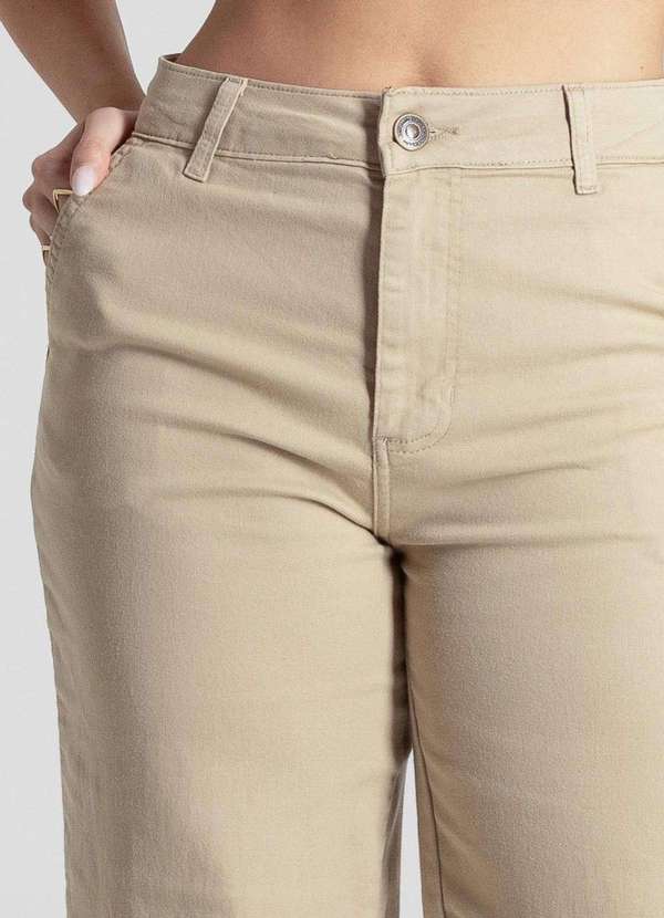 Sawary - Calça Sarja Sawary Wide Leg - 281835 Bege 5