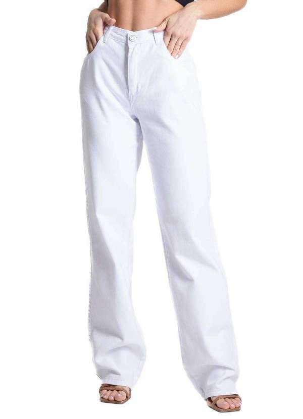 Sawary - Calça Sarja Sawary Wide Leg - 281913 Branco