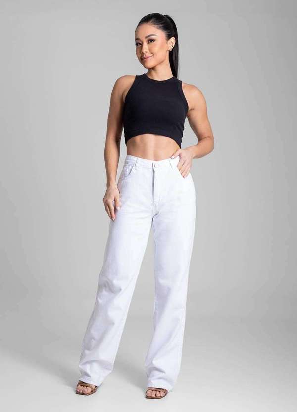 Sawary - Calça Sarja Sawary Wide Leg - 281913 Branco 2