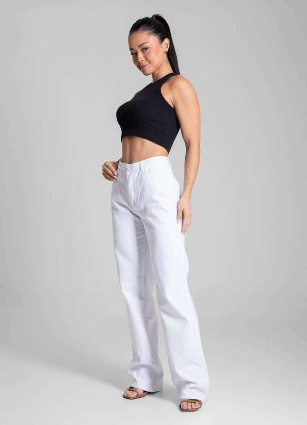 Sawary - Calça Sarja Sawary Wide Leg - 281913 Branco 3